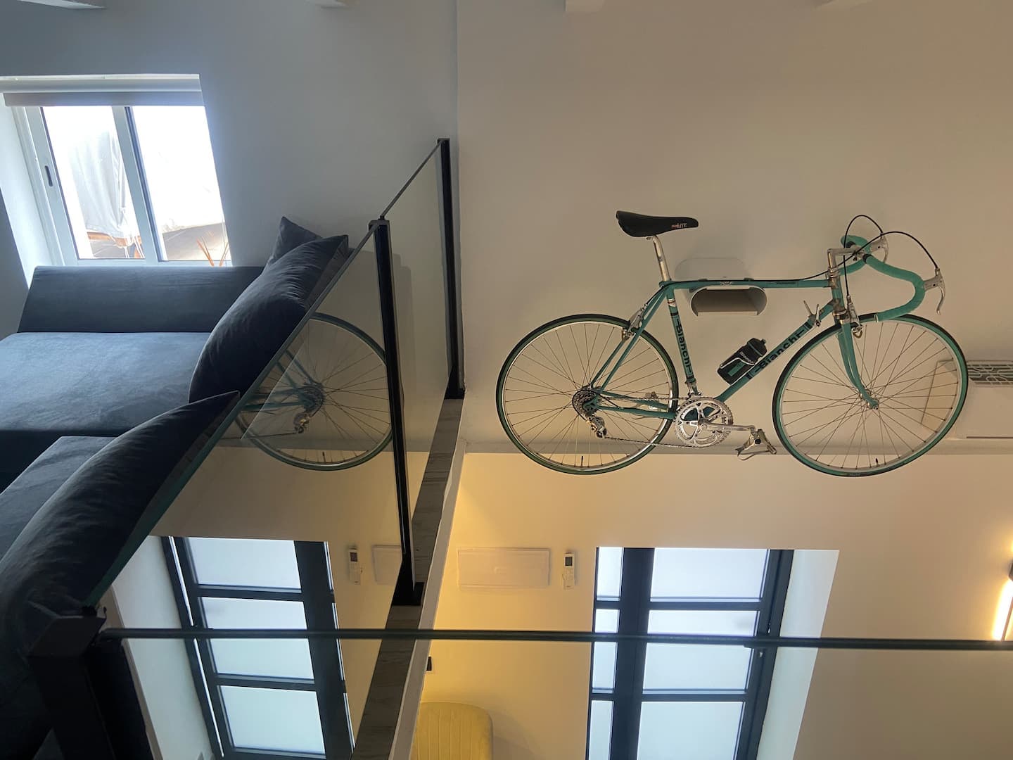 Loft room with a restored 1970s Bianchi